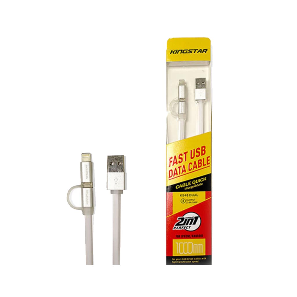 کابل تبدیل USB به microUSB/لایتنینگ کینگ استار مدل KS48 طول 1متر - تصویر 3