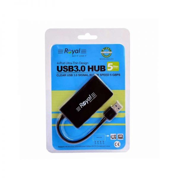 هاب 4 پورت رویال مدل Royal usb 3 Hub RH3-413 - تصویر 3