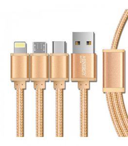 کابل تبدیل USB به microUSB / لایتینگ /USB-C ایکس-انرژی مدل X-303 طول 1 متر