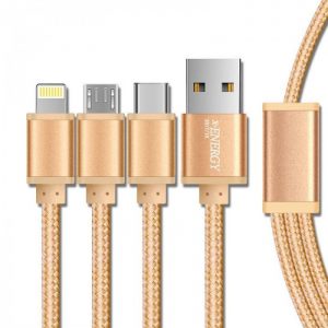 کابل تبدیل USB به microUSB / لایتینگ /USB-C ایکس-انرژی مدل X-303 طول 1 متر